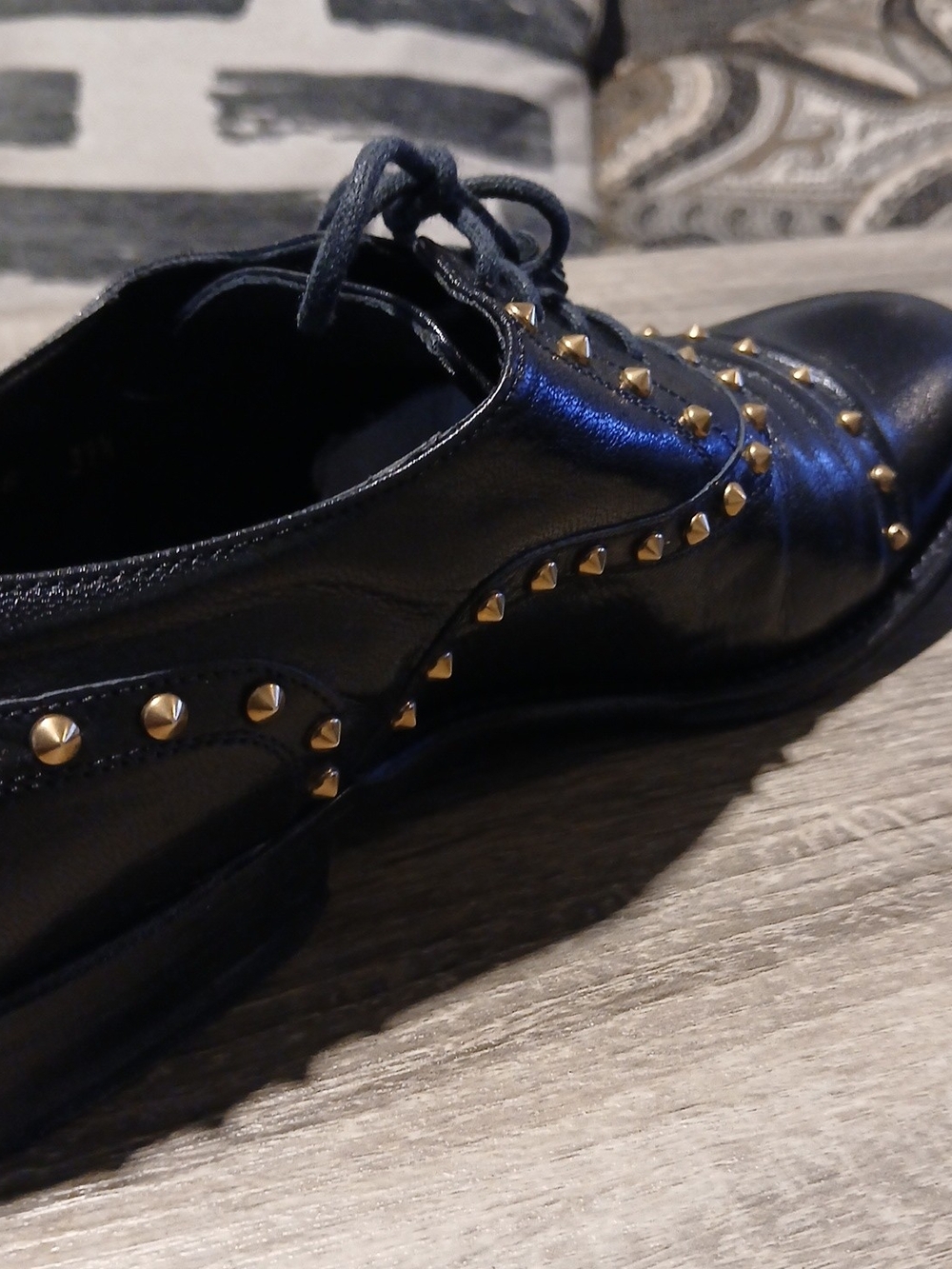 Gucci Betis Glamour Studded Black Leather Oxfords Sz 39.5 IT (US Women's 9.5) - Picture 14 of 16